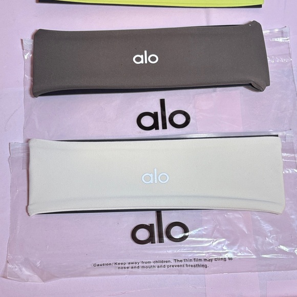 ALO Yoga  adult  Hairband Trio - Lime, Charcoal, and Ivory - Picture 2 of 4